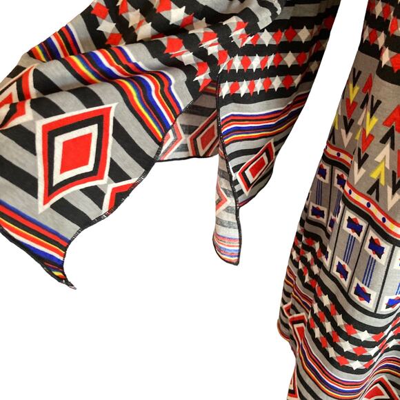 Ali Miles Lagenlook Boho Bold Print Top Size Large Artsy Peasan Multicolor Atzec - Picture 3 of 9